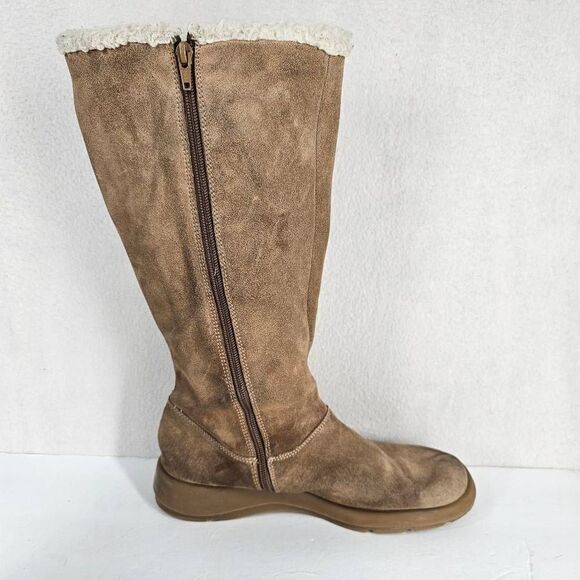 Hillard and Hanson Snowday Suede Shearling Boots Tan 9 - Picture 3 of 9